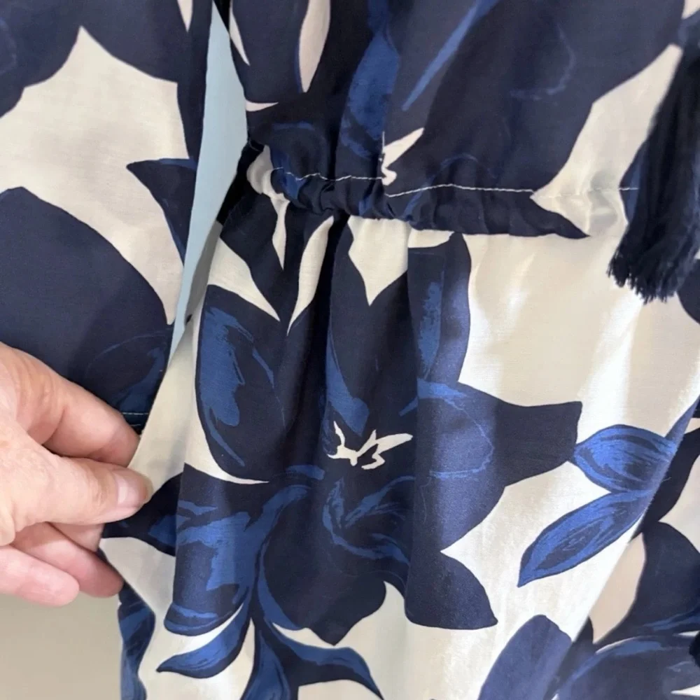 Draper James Sea Pines Cotton Silk Floral Tie Waist Cover Up Pockets XXS💚